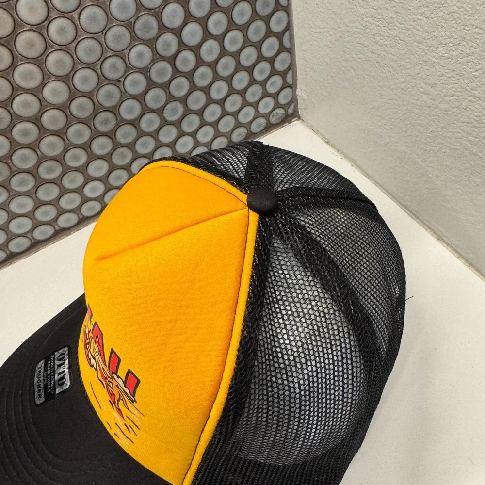 Hawaii Hat Cap Trucker Mesh Snap Back Graphic Surfing Surf Black Yellow Otto‎